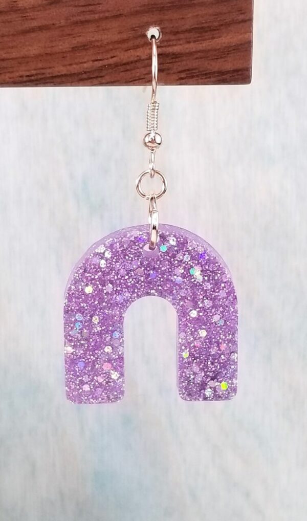 Light Rose Gold and Purple Glitter Earrings