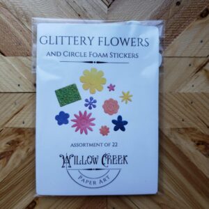 Glittery Flowers and Circles Themed Foam Sticker Set