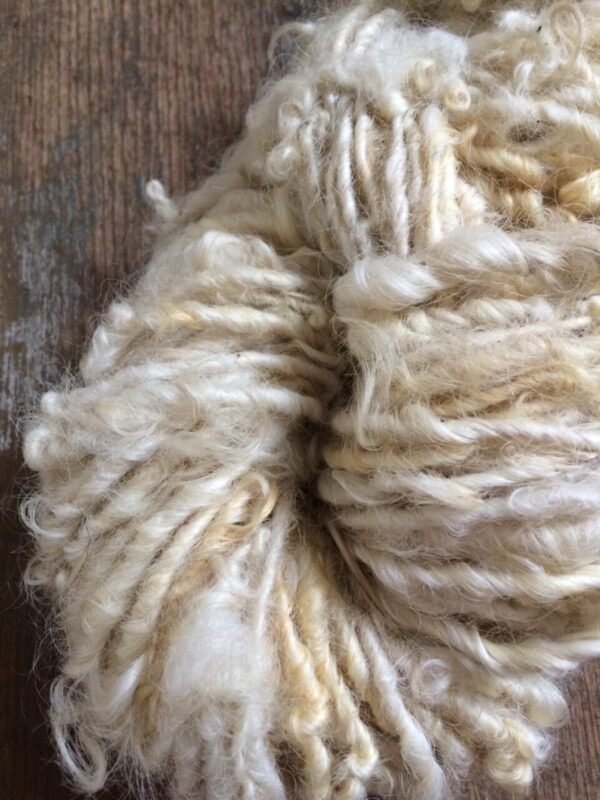 Creamy white Lincoln wool locks yarn, 20 yards