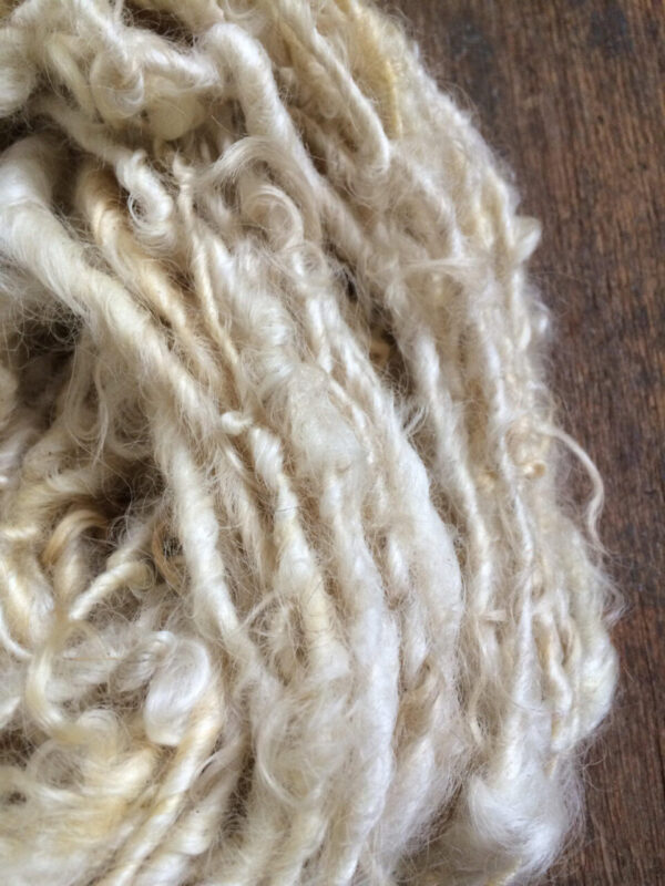 Creamy white Lincoln wool locks yarn, 20 yards
