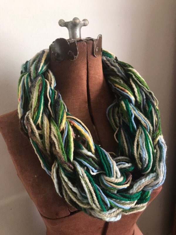 Spring Green Cowl –  textured handknit bulky cowl