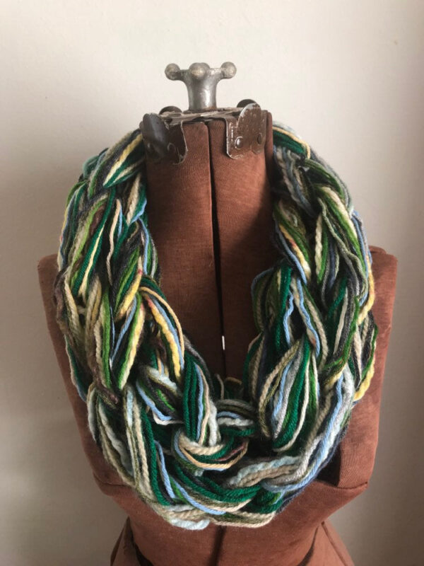 Spring Green Cowl –  textured handknit bulky cowl