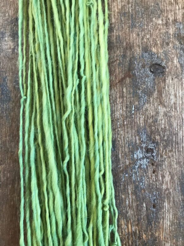 Indigo & goldenrod dyed handspun yarn, 50 yards