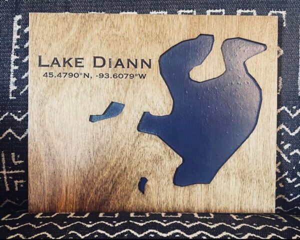 8×10 Laser Engraved Lake Map