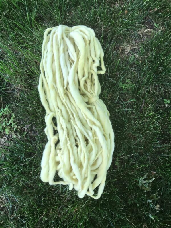 Catnip dyed merino, yellow handspun luxury yarn, 50 yards
