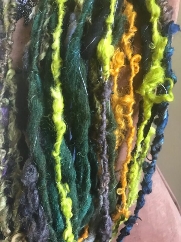 Retrograde 2 – colorful wrapped yarn, 60 yards