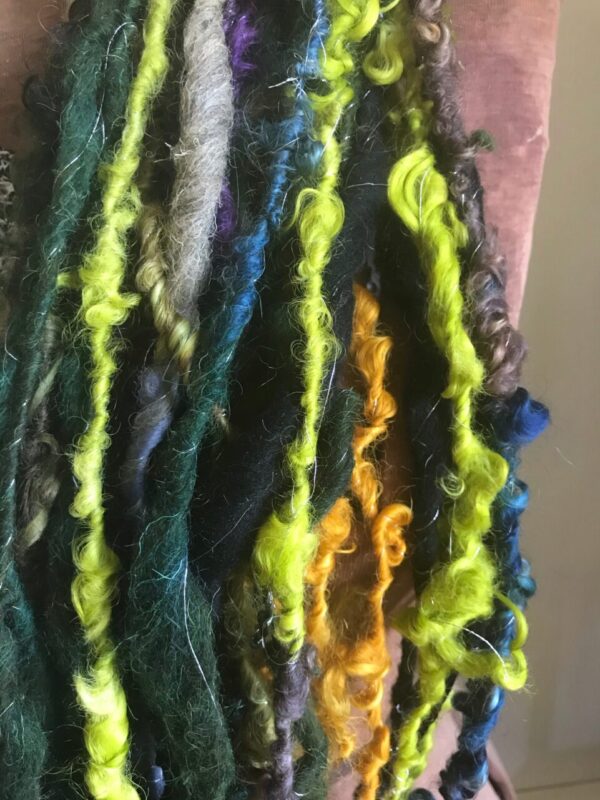 Retrograde 2 – colorful wrapped yarn, 60 yards