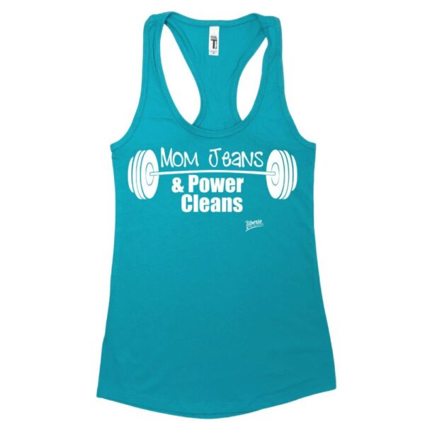 Mom Jeans & Power Cleans Racerback Tank