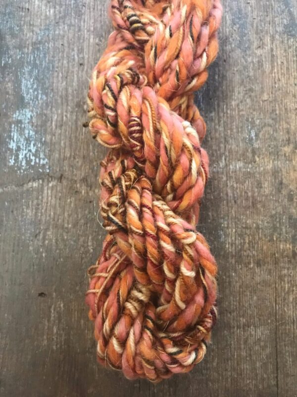 Butterscotch – wrapped five ply handspun yarn, 20 yards