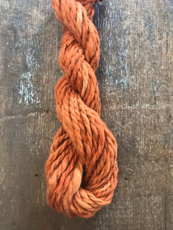 Orange alpaca yarn, 20 yards handspun bulky two ply