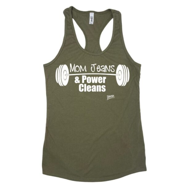 Mom Jeans & Power Cleans Racerback Tank