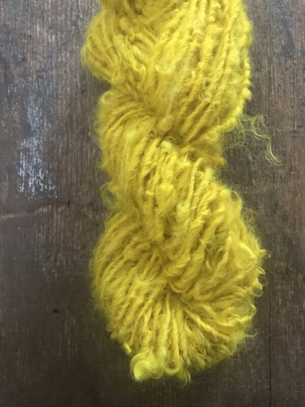 Sunshine Yellow wool locks yarn, 20 yards