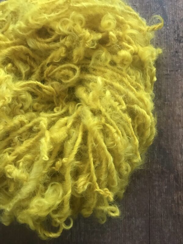 Sunshine Yellow wool locks yarn, 20 yards