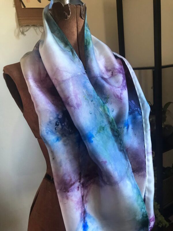 Delphinium hand dyed silk scarf