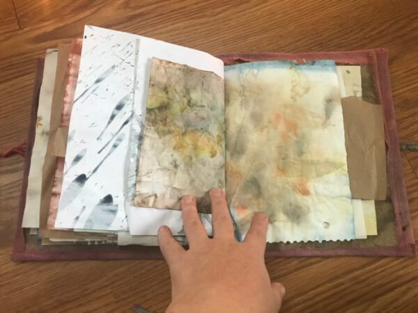 Ecoprinted art journal – multicolored cover