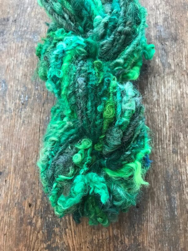Viridescent Lincoln wool locks yarn, 20 yards