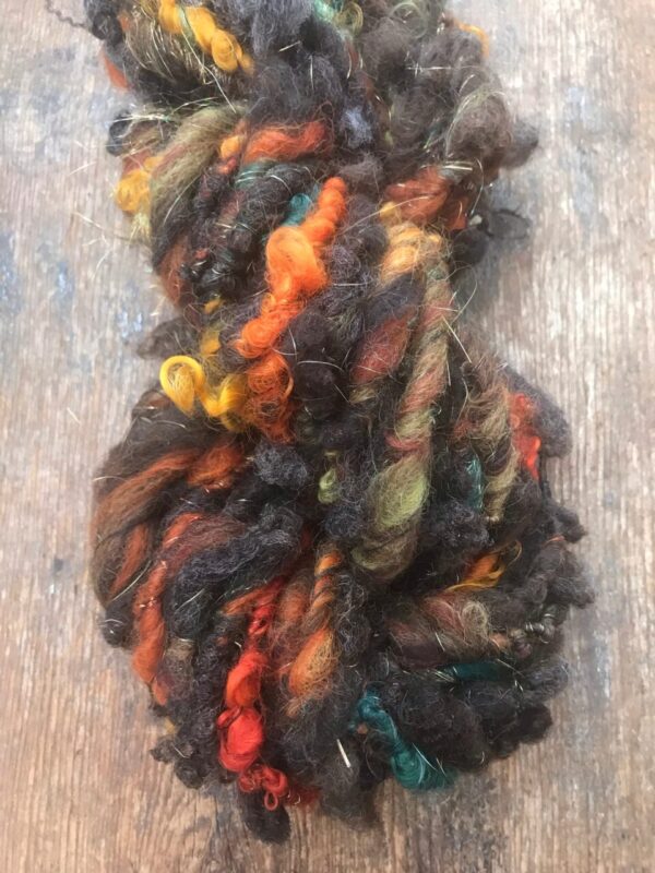 Eye of the Tiger chunky wrapped art yarn, 30 yards