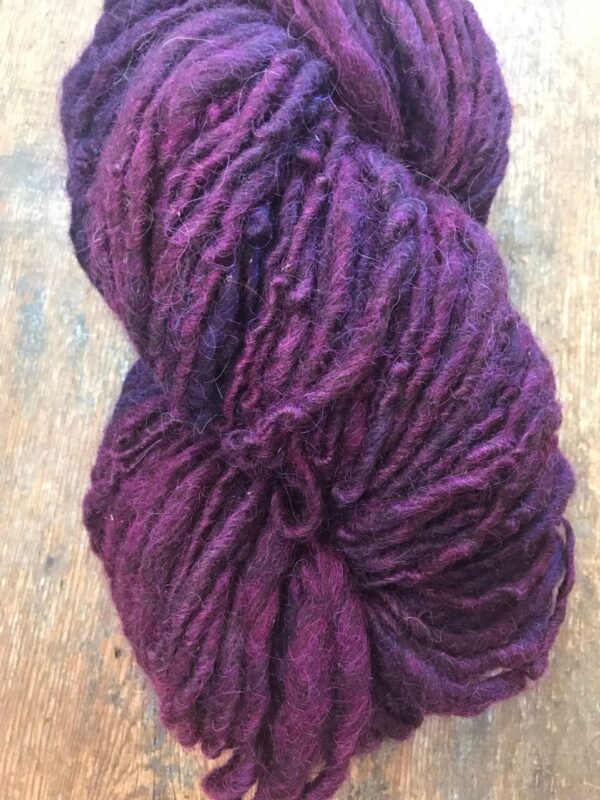 Heathered Plum dyed handspun yarn, 156 yards