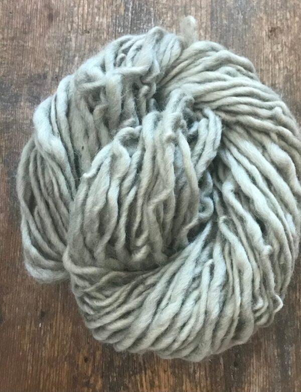 Witchy grey-green naturally dyed with lavender handspun yarn, 20 yards