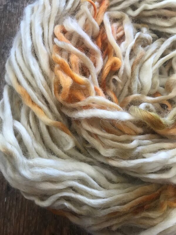 Coreopsis naturally bundle dyed handspun yarn, 20 yards