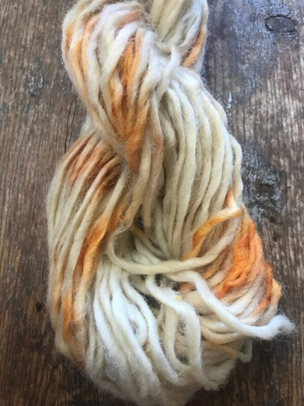 Coreopsis naturally bundle dyed handspun yarn, 20 yards