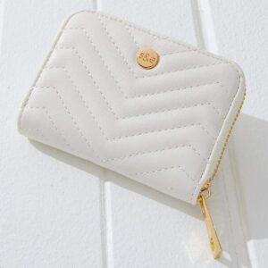 Monica Quilted Mini Wallet – white