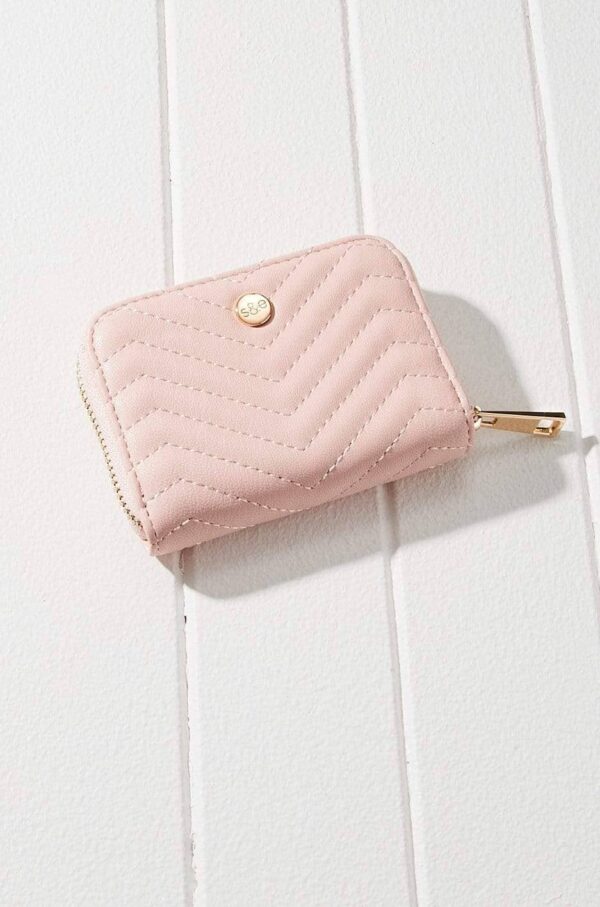 Monica Quilted Mini Wallet – pink