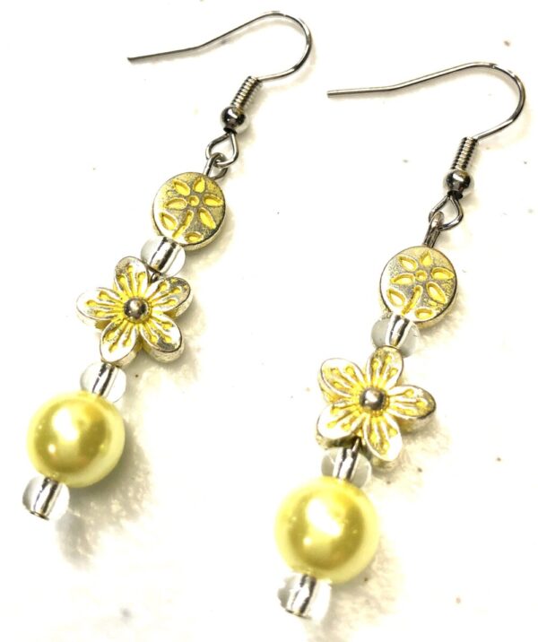 Handmade yellow flower earrings