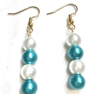 Handmade teal & white earrings