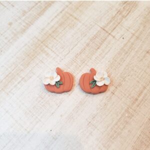 Floral Pumpkin Stud Earrings