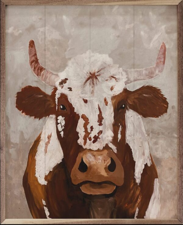 Brown Speckled Cow By Morgan Adams – Kendrick Home Wood Sign