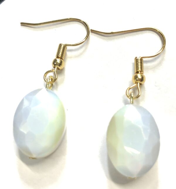Handmade White Glass Beaded Earrings
