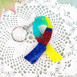 Glittery Autism Inspired Ribbon Keychain