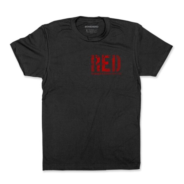 RED Flag on Black T-Shirt