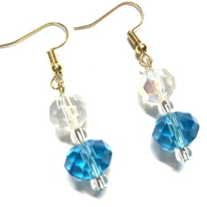 Handmade Turquoise and Crystal Glass Earrings
