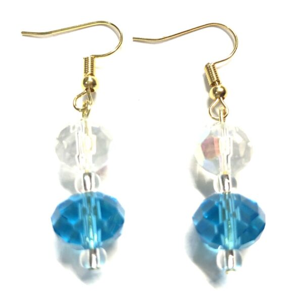 Handmade Turquoise and Crystal Glass Earrings