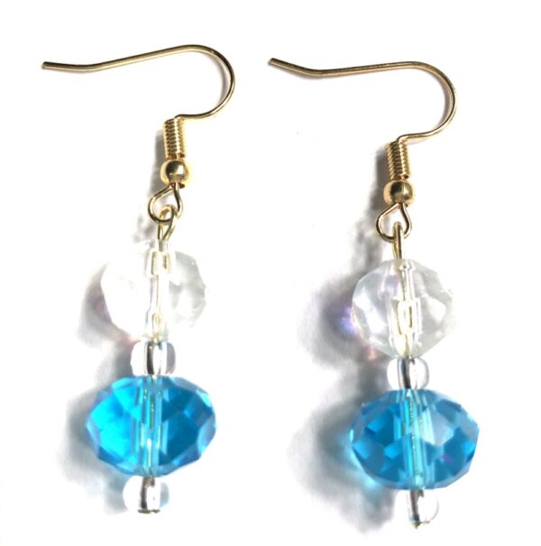 Handmade Turquoise and Crystal Glass Earrings