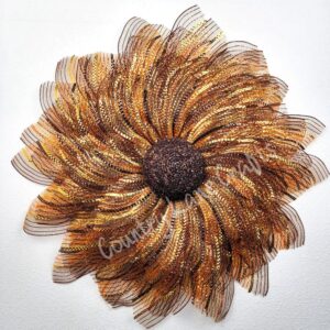 Fall Brown Mesh Flower Wreath