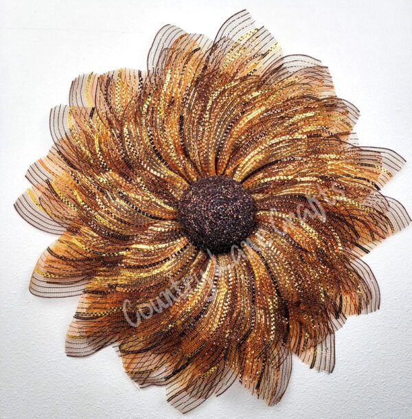 Fall Brown Mesh Flower Wreath