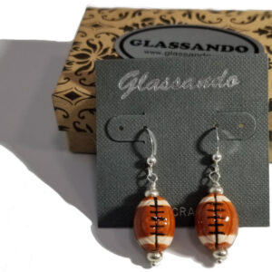 Football earrings- Handmade From Ceramic Beads and Sterling Silver