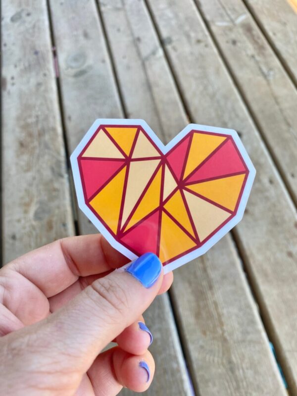 Cardinal & Gold Geometric Heart Sticker Decal