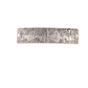 Moon Amongst the Trees Barrette in Antiqued Silver Tone