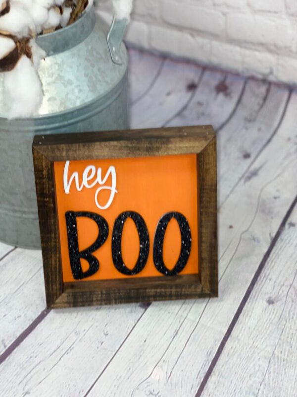 Hey Boo Halloween Farmhouse Sign | Fall Decor | Fall Sign | Halloween 3D Sign | Halloween Decor | Halloween Sign