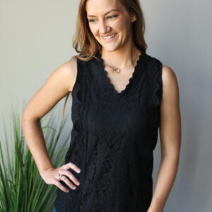 Black V-Neck Lace Tank Top • S or M