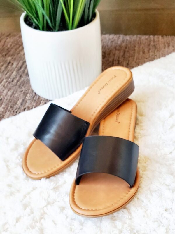 Black Low Heel Slide Shoe • 7-11