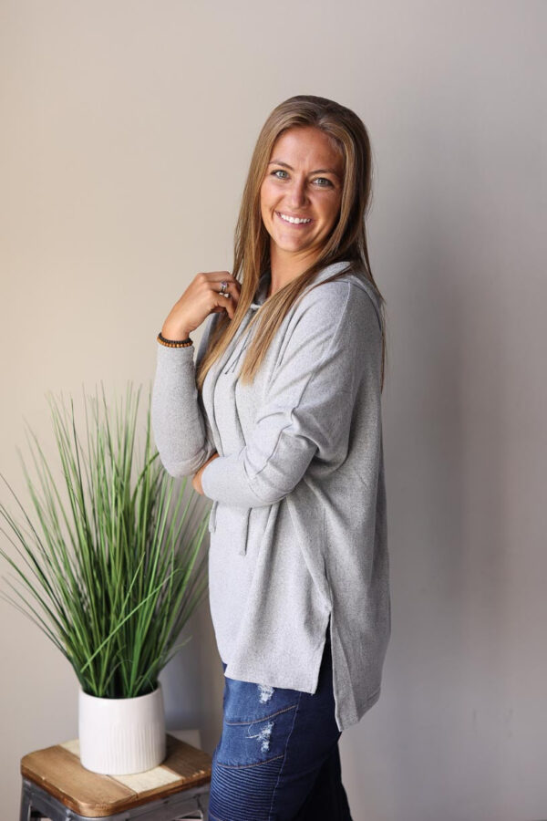 Grey Brushed Casual Drawstring Hood • S or M