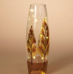 Autumn Crackle Glass Lighted Vases