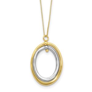 10k Two-Tone Gold Polished Oval Necklace With 18 inch chain