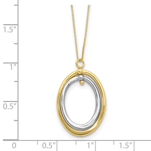 10k Two-Tone Gold Polished Oval Necklace With 18 inch chain