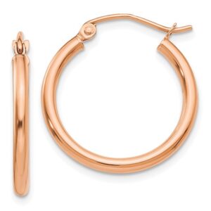 10K Rose Gold Hoop Earrings – 2 MM by 20 MM